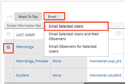 Send email to multiple users in grade center